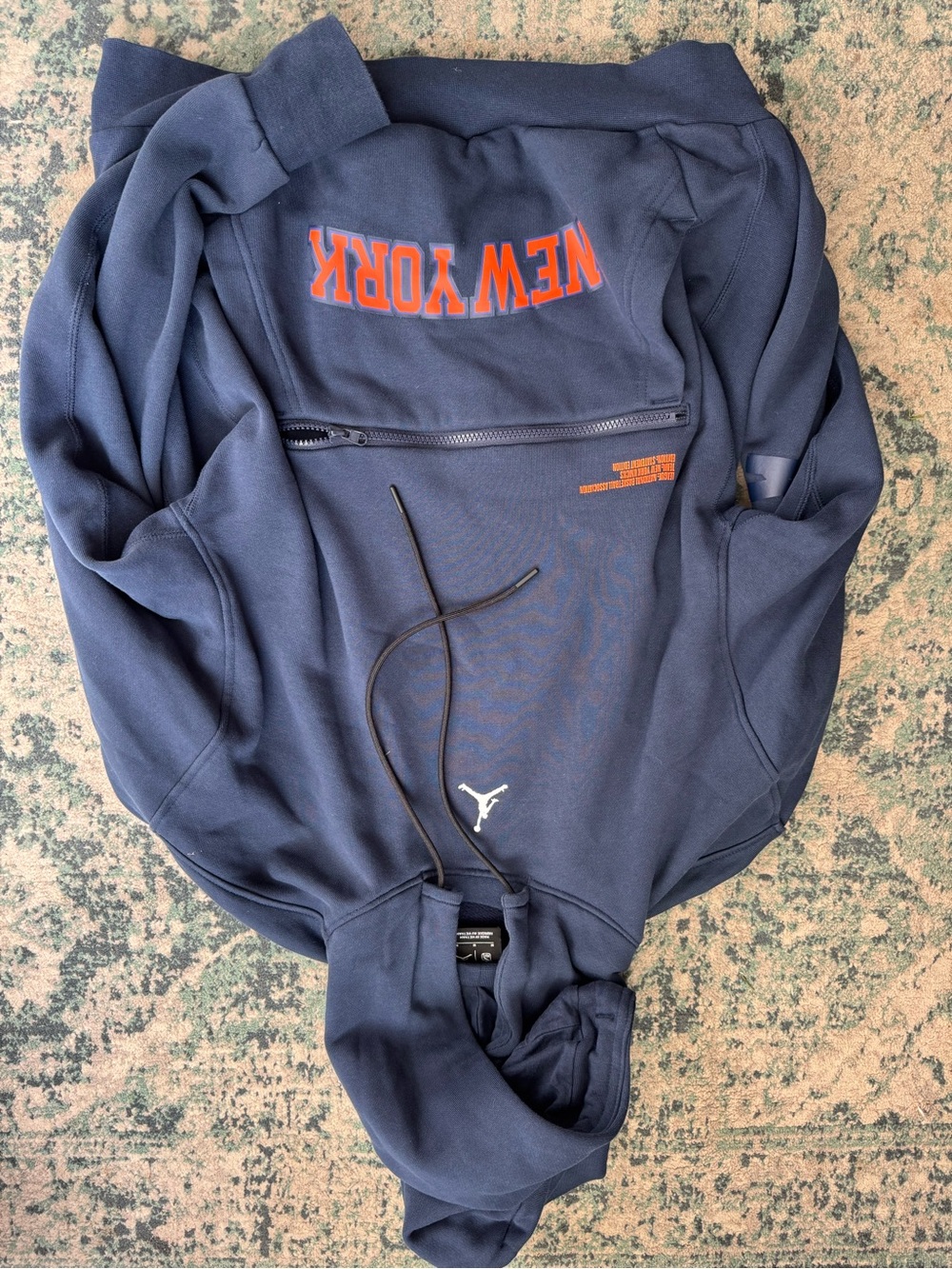 Jordan NBA Navy Pullover Hoodie with White Label